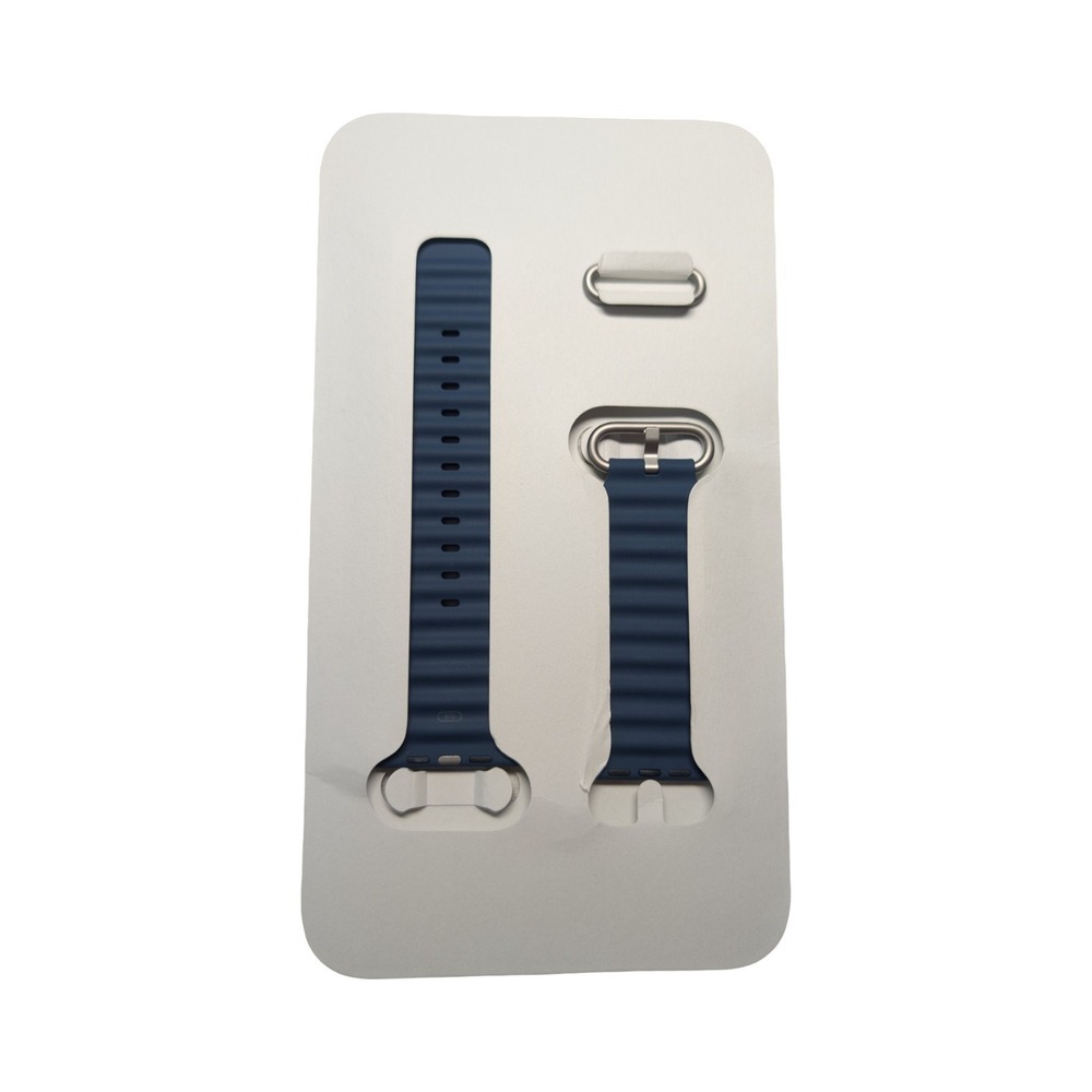Nn9-O Apple Watch Strap 49mm Blue Ocean Band Natural Titanium Finish OEM